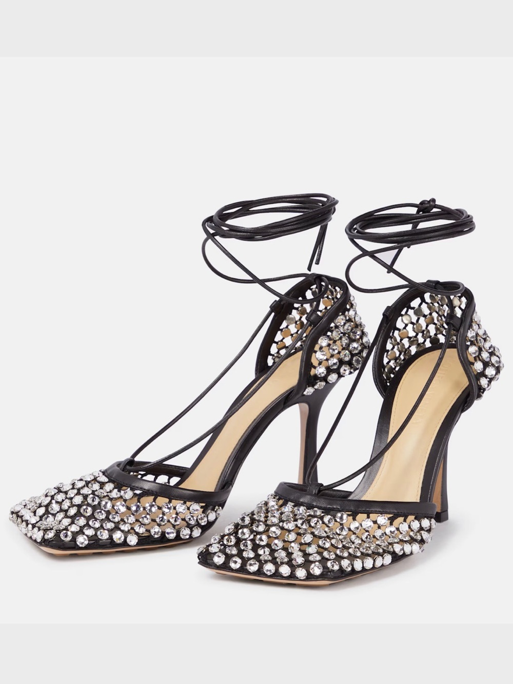 Bottega Veneta Sparkle Stretch Embellished Mesh Ankle Strap Pumps Size EU 39 - Picture 3 of 9